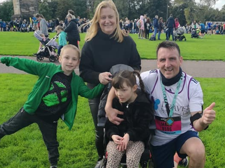 Hannah and family after Mark has run the Great Scottish Run