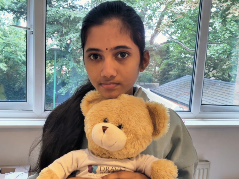 Durga with a Dravet Syndrome UK teddy bear